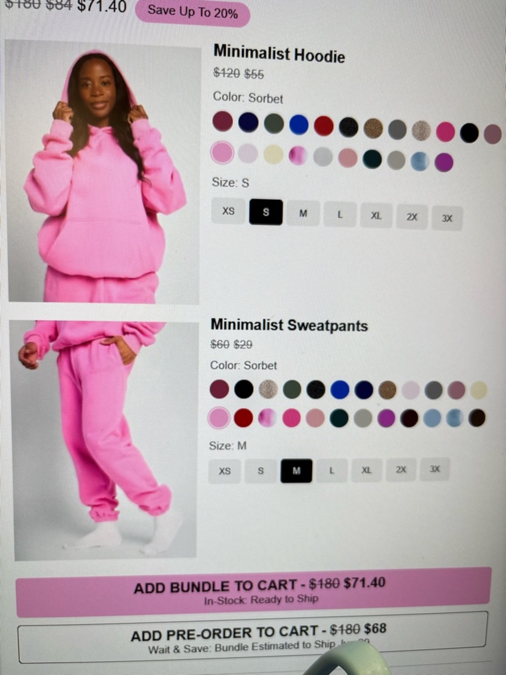 Minimalist Hoodie & Sweatpants Set - Sorbet Pink